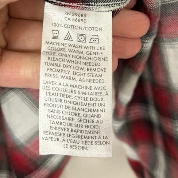 Pendleton 100% Cotton Red & Black Plaid Button Down Long Sleeve Shirt Size Large - Picture 8 of 8